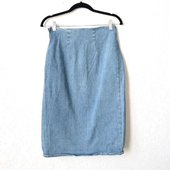 J. Crew Blue Denim Midi Pencil Skirt Size 28 - Picture 4 of 7